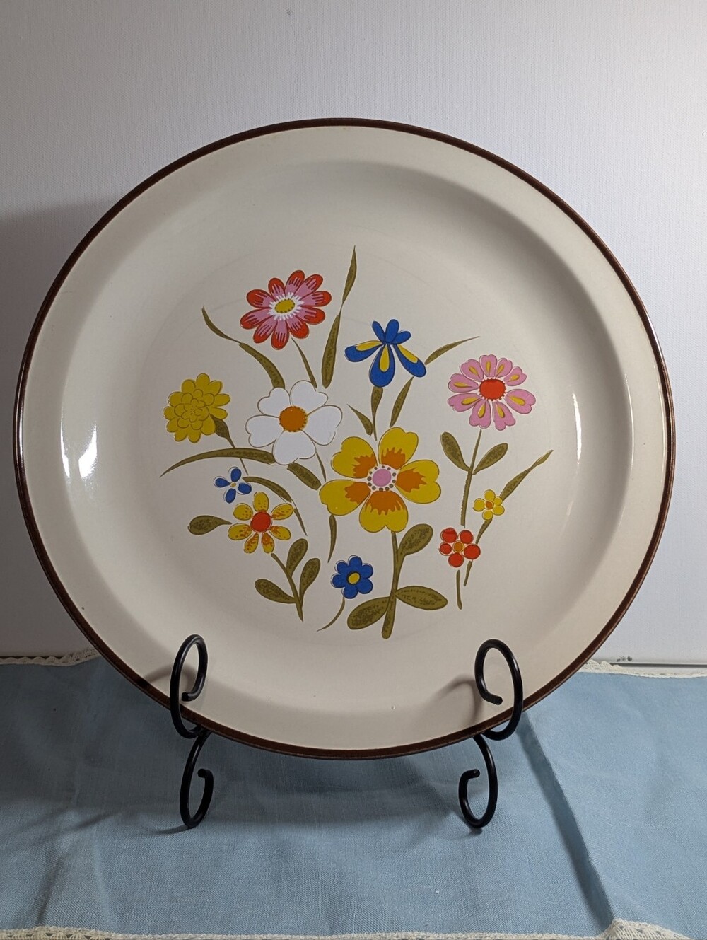 Vintage Kanney Spring Flower Stoneware Dinner Plate  Japan